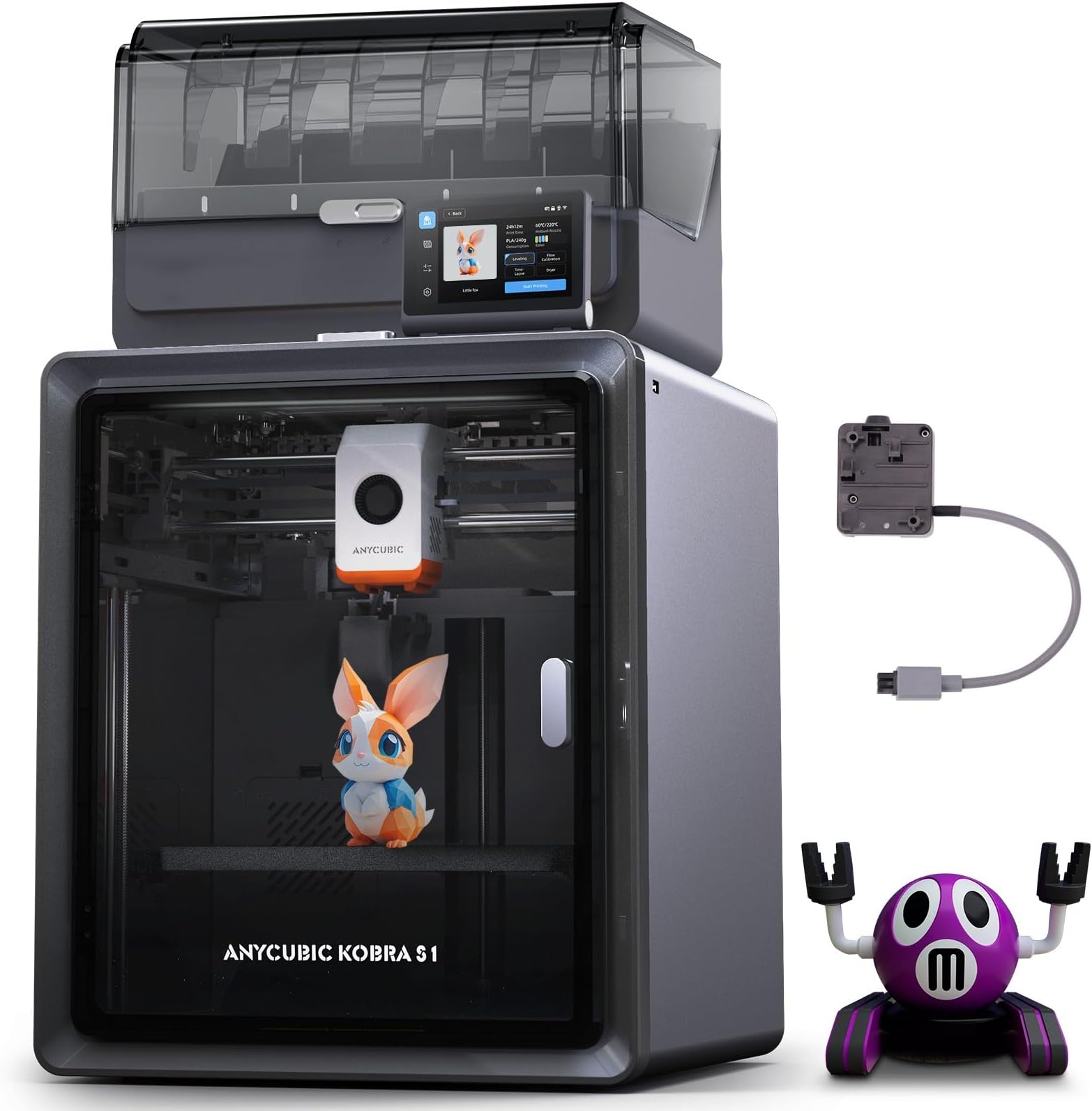 ANYCUBIC Kobra S1 Combo 3D Printer, Drying and Printing in One, Stunning 4-8 Color, 600mm/s Ultra-Fast Multicolor Printing, Suitable for All Major Filaments, Print Size 250 x 250 x250 mm