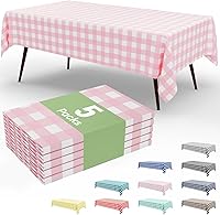 Vista 39 de Smiry Paquete de 10 Manteles Desechables de Cuadros Vichy Azules - 54" x 108" Mantel de Plástico de Servicio Pesado, Cubiertas de Mesa Impermeables