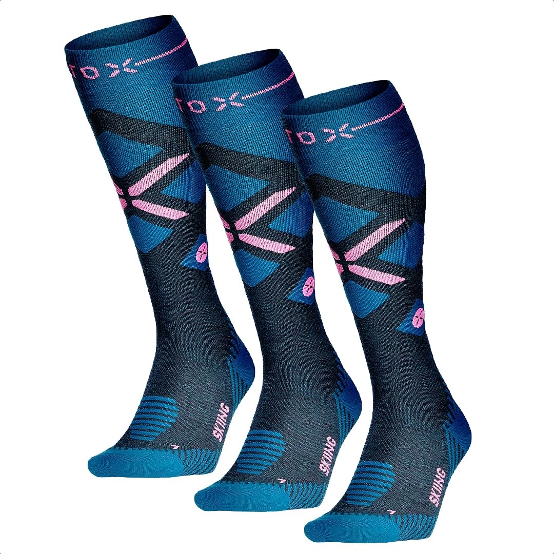 STOX Energy Socks Skisocken Damen, Merino Kompressionsstrümpfe | Ski und Snowboard Thermosocken, Klasse 2 Compression Socks Women, Thermo Socken, Kompressionssocken, Anti-Blasen, Nahtlos