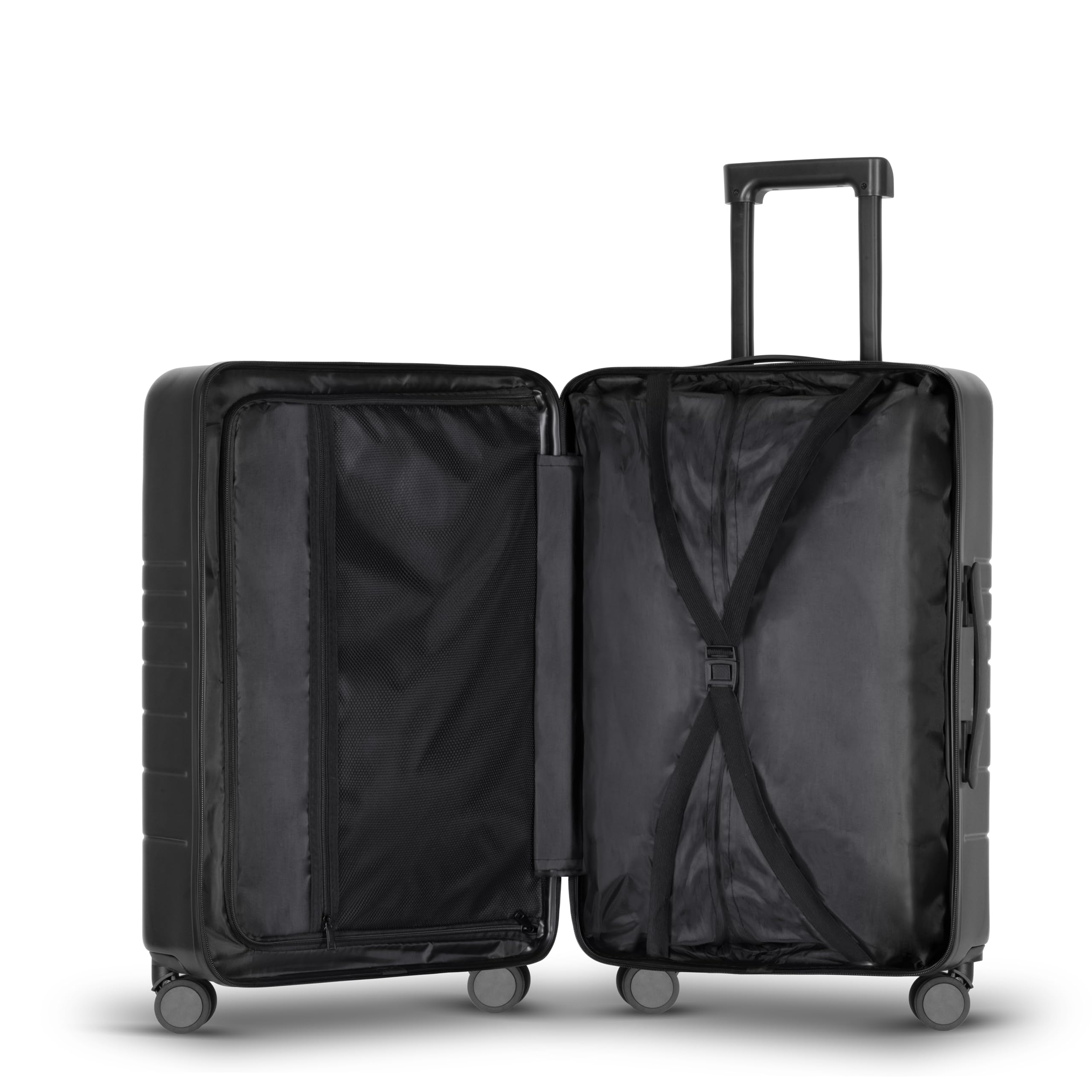 ETERNITIVE - Hartschalenkoffer Set - Klein und Mittel I Leichter Rollkoffer aus ABS I Größe: 65,5cm & 55 cm I Reisekoffer mit Rollen 360° I Handgepäck 40L & 62,5LI Trolley mit TSA-Schloss I Schwarz