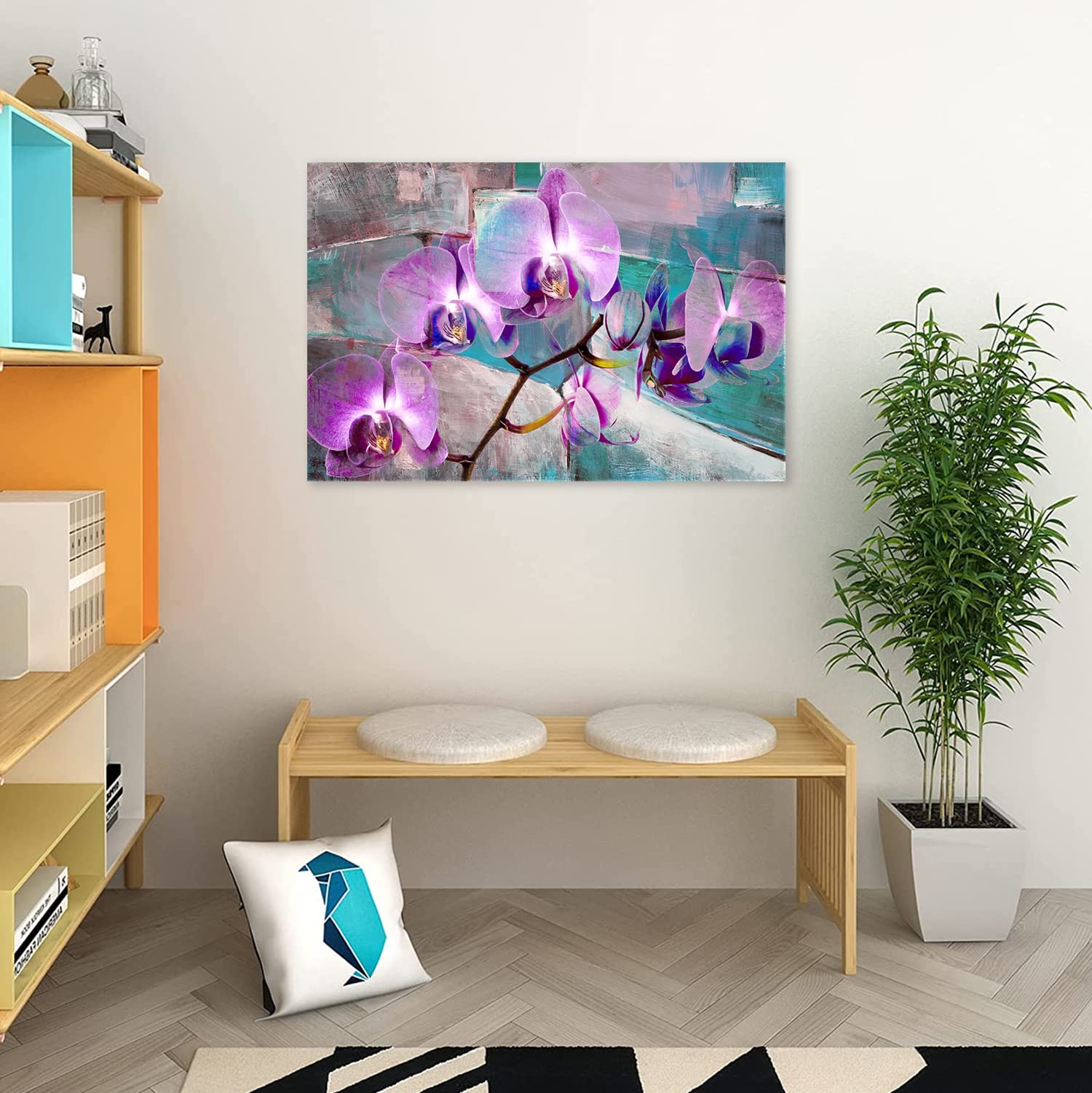 Amazon.co.jp: 絵画 ムラサキ胡蝶蘭インテリア 絵画 花アート