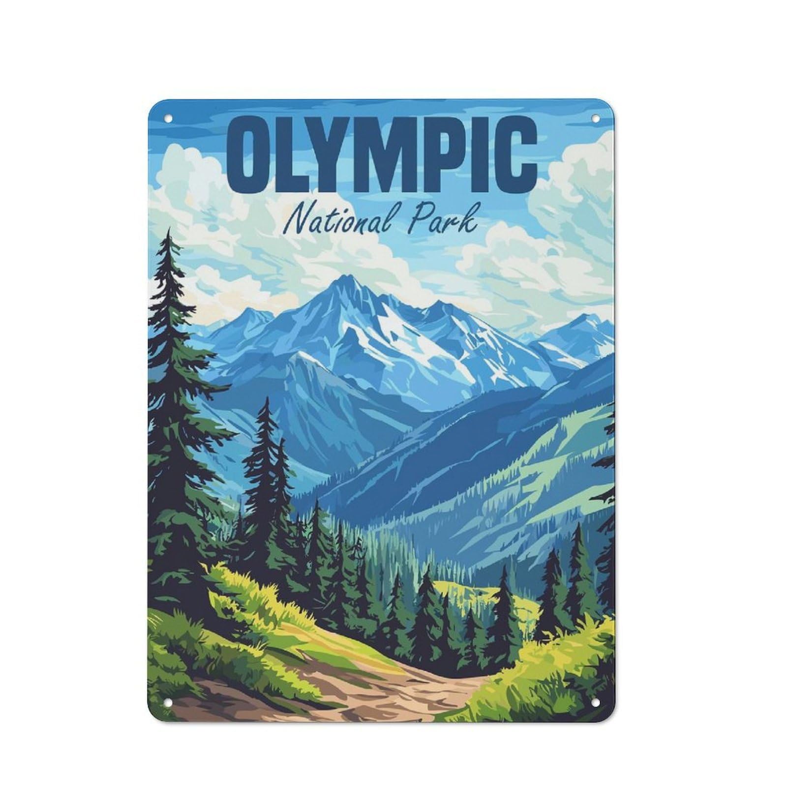 Junmoney Style-18 Olympic National Park Urban Metal Wall Decor 40X30cm, Industrial Metal Sign For Flat, Bar, Studio Or Gallery Wall