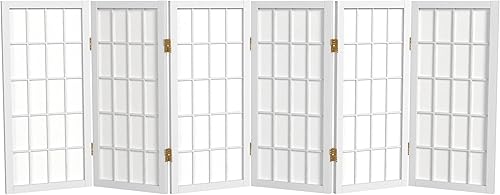 Miniatura 8 de Biombo portátil simple de 2 pies Biombo diseño Shoji, clásico diseño japonés 4 anchuras, 6 colores, Madera, Blanco