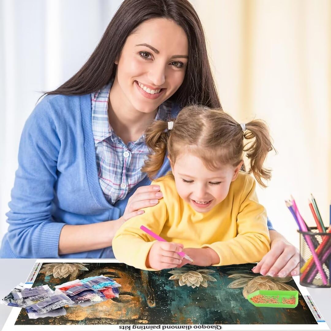 Qiaoqoo Zen Diamond Painting xxl 175x70cm, 5D DIY Diamant Painting Bilder Lotus Diamand Painting Kinder mit Diamond-Painting Zubehör, Groß Diamant kunst Basteln Erwachsene, Home Décor Malerei