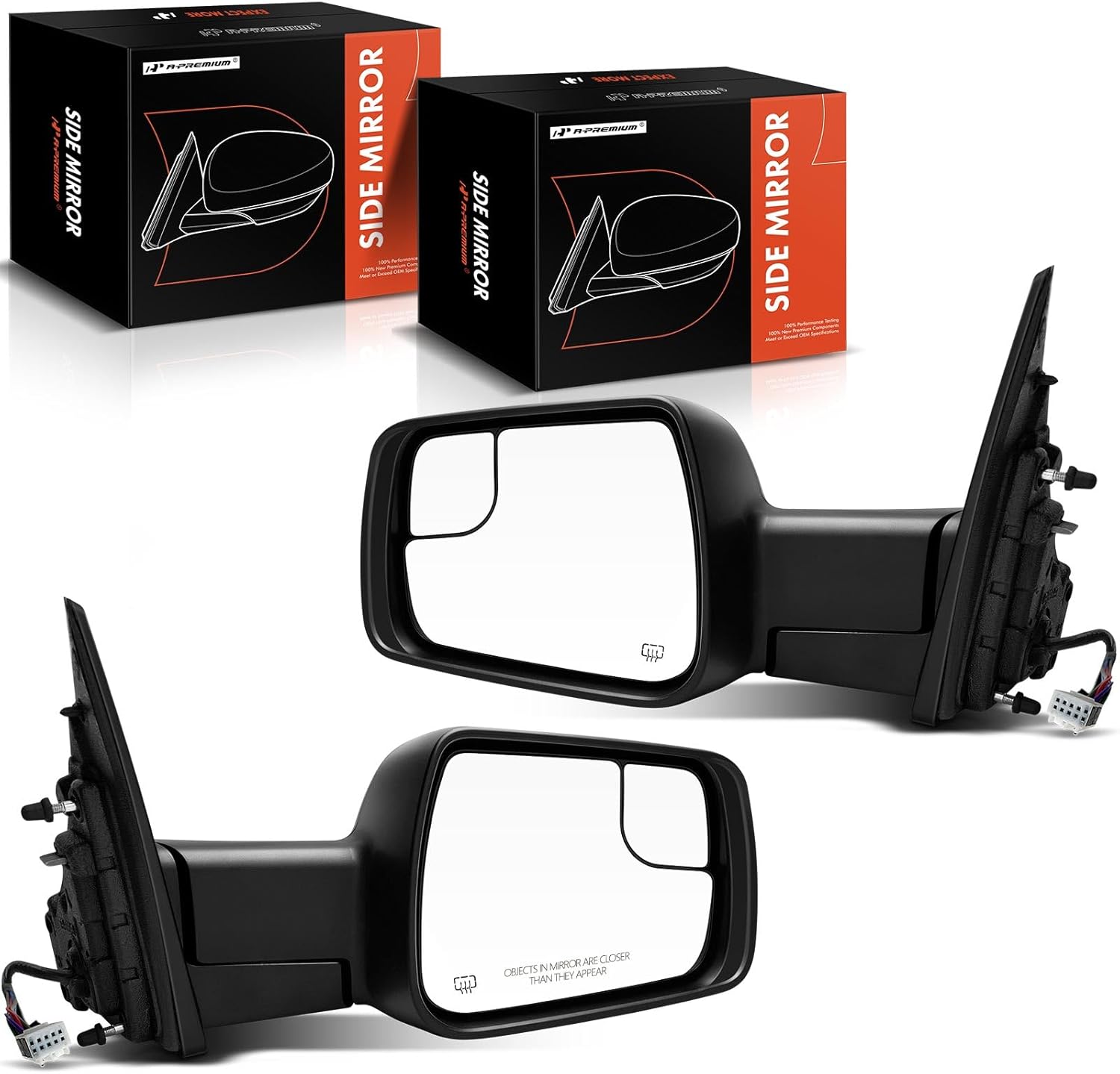 A-Premium Pair (2) Driver and Passenger Side Power Door Mirror - Compatible with Ram 1500 2019-2022 - Heated Power Folding Black Outside Rear View Mirror w/Turn Signal Blind Spot Detection