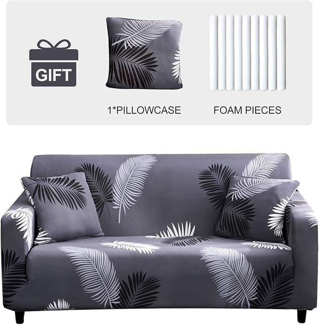 JOYDREAM Stretch Armchair Slipcovers, 1 Seater Sofa Cover, Easy-fit Sofa Slipcovers, Furniture Protector for Armchair, Soft Fabric Settee Covers with 1 Free Cushion Cover (Small, Feather)