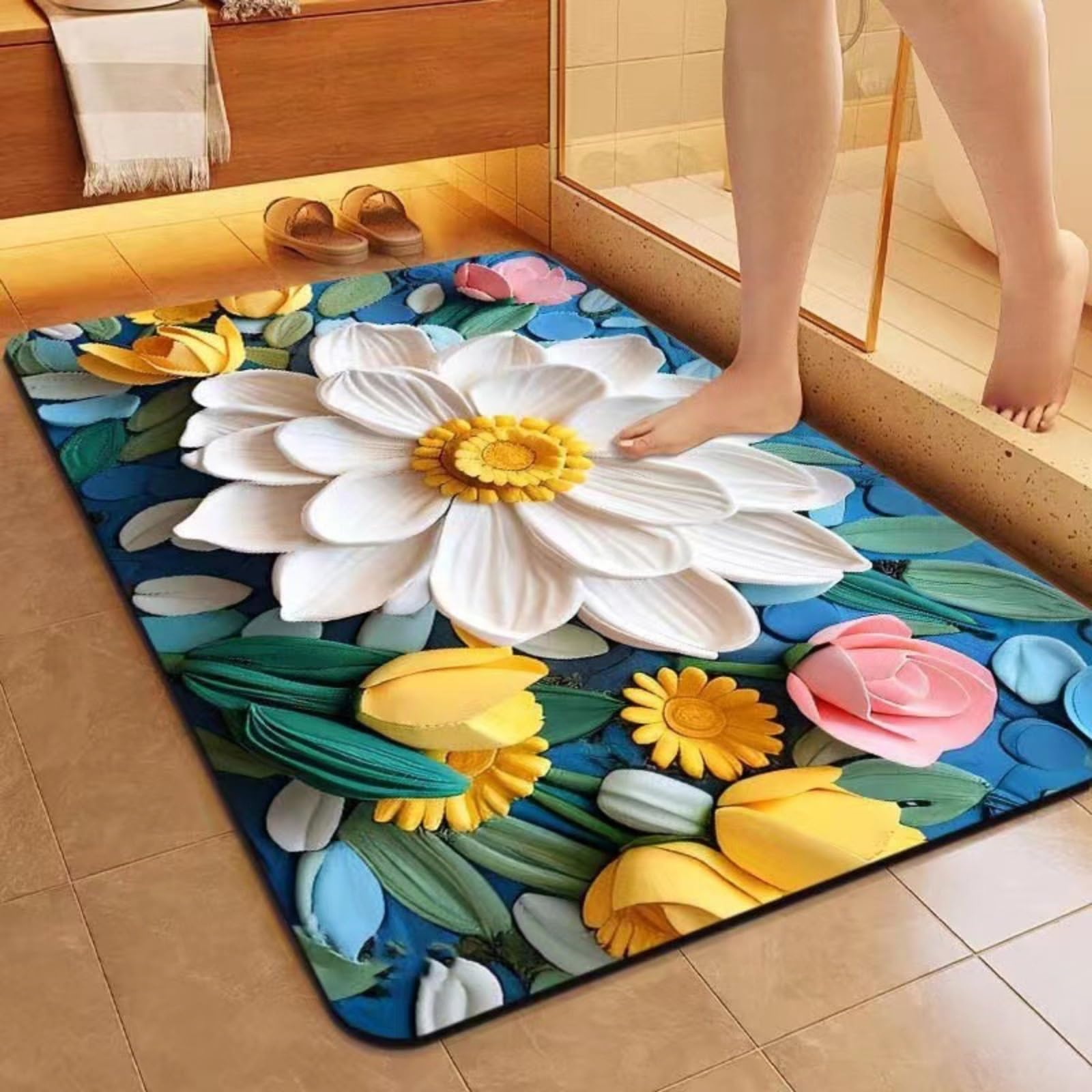 Tapis de bain en terre de diatomée absorbant et séchage ultra rapide
