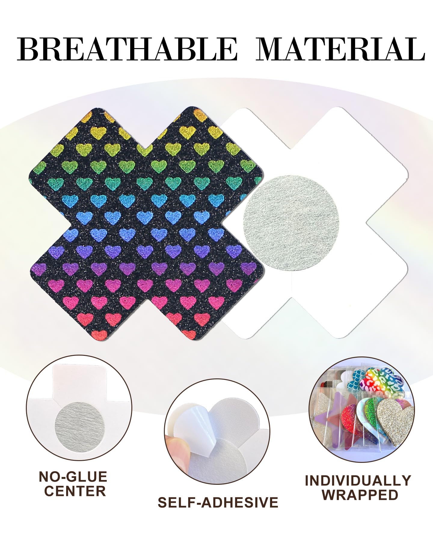 RIFAUM Rave Nipple Pasties Lingerie Accessories for Women Bra Boob Stickers Multicolored Nipple Covers: 02 Pink/Holographic 9