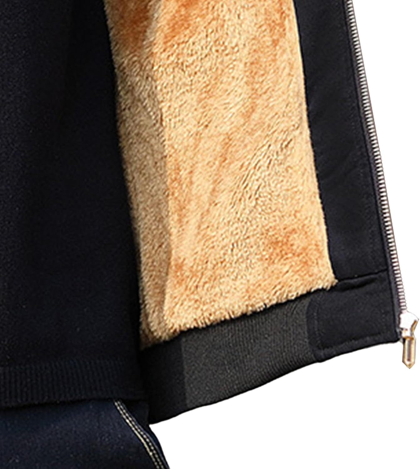 JEsilunmaMY Men's Color Block Cotton Cargo Jacket Classic Stand Collar Sherpa Jacket Fleece Lined Warm Winter Bomber Coat