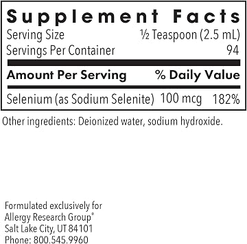 ARG Selenium Solution - Delivers 100 mcg Selenium - Sodium Selenite Liquid - Supports Immune Function, Liver Function & Antioxidant Enzymes - 94 Servings - 236 mL
