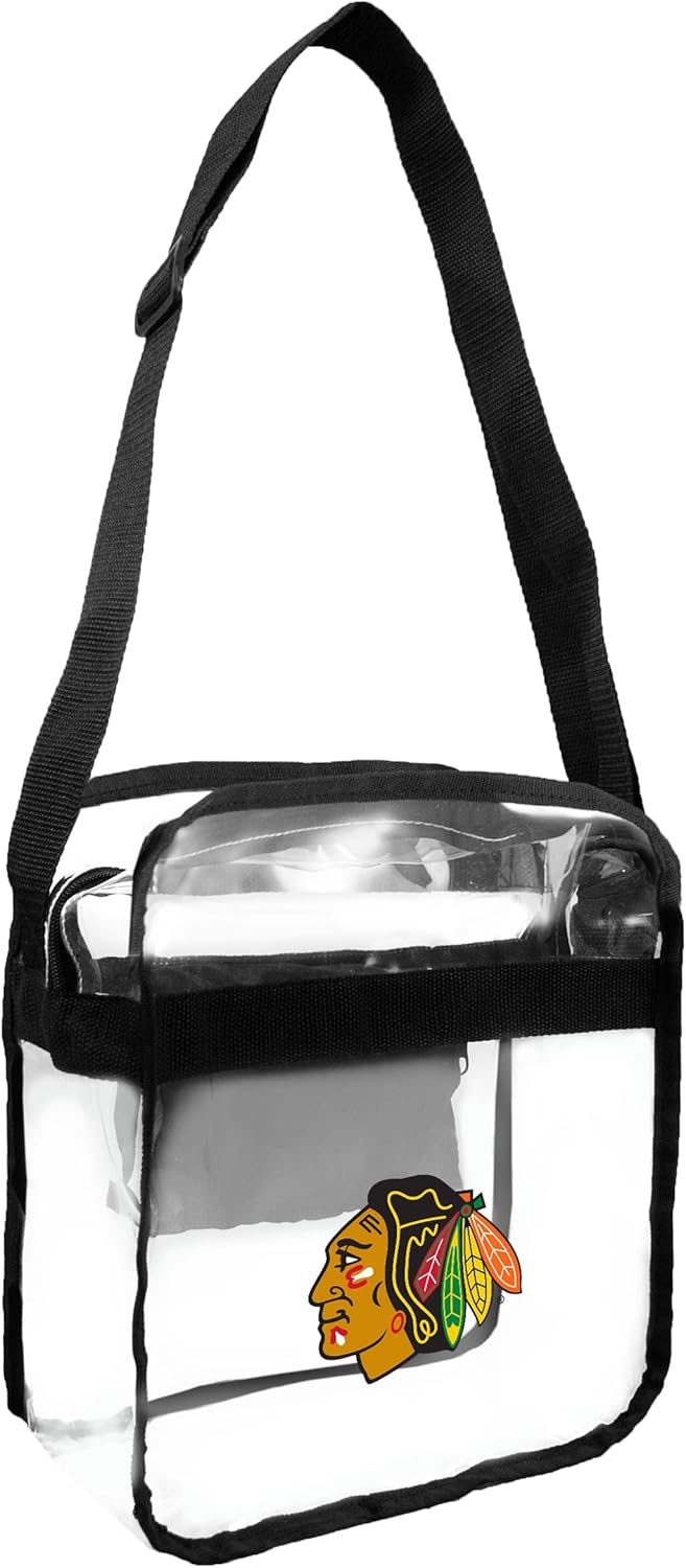 Littlearth NHL Chicago Blackhawks Clear Crossbody Carryall, Team Color, 12" x 12" x 6"