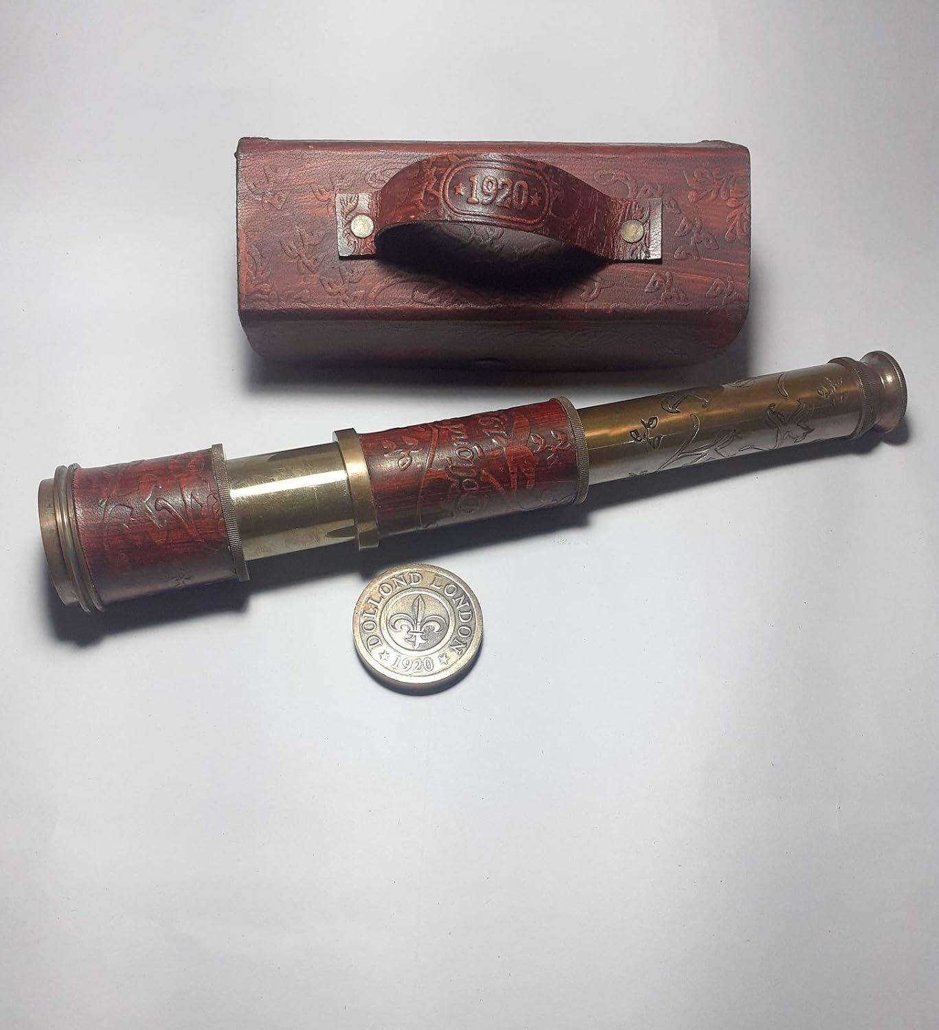 Leather Telescope Marine Nautical Antique Brass Pirate Spyglass Vintage Scope
