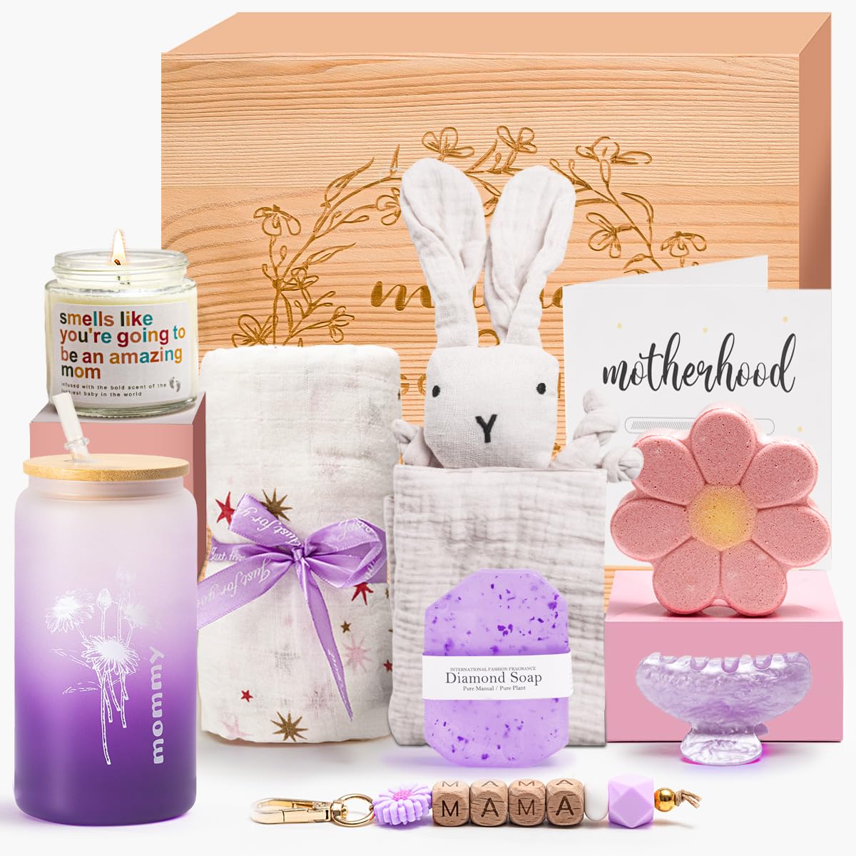 New Mom Gifts,New Mummy Care Package After Baby,Pregnancy Gifts Basket for Expecting Mom,First Time Mothers Day Gift for New Mom Birthday Spa Gifts for Women