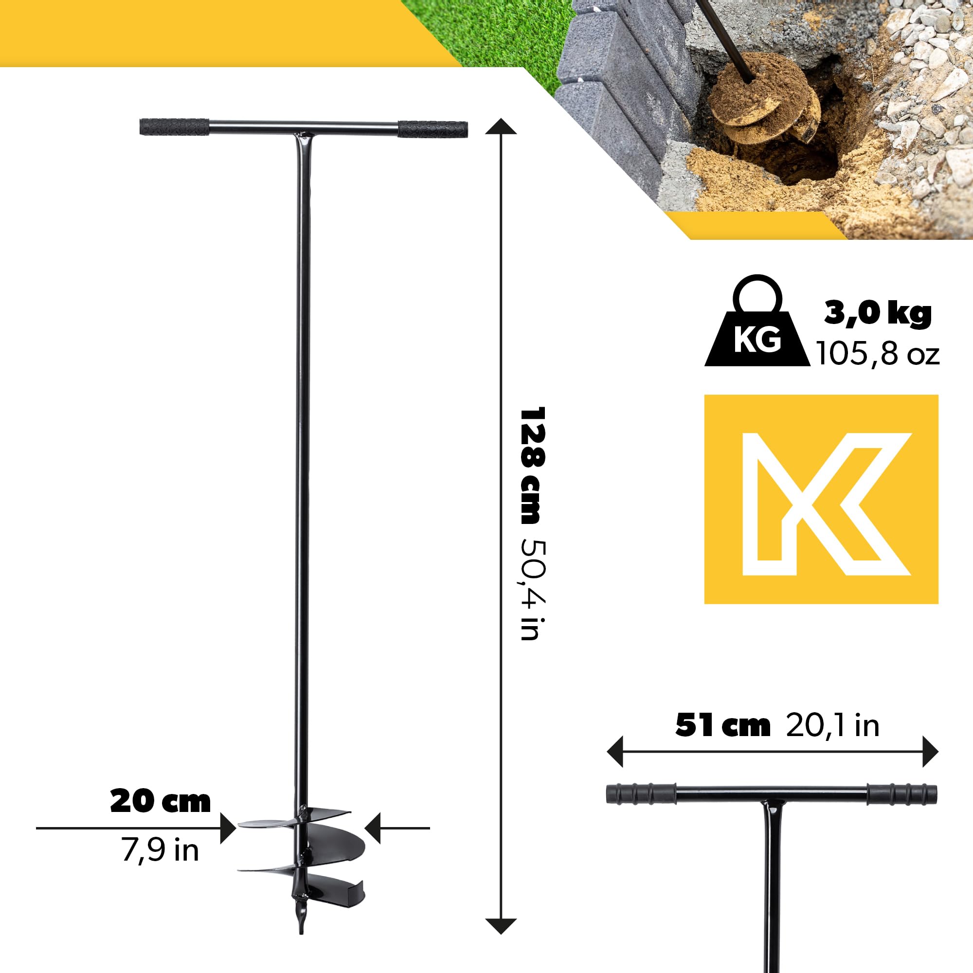 Handgrondboor 15 cm verlengbaar huren | 123 Machineverhuur