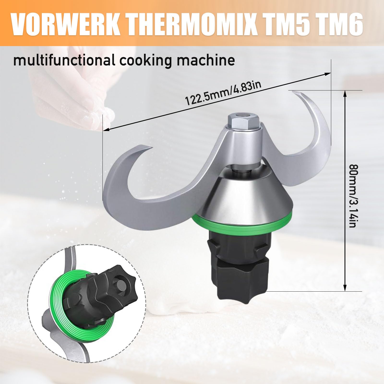 Couteau à Pâte Thermomix TM6 / TM5 - Lame Pétrin Acier Inoxydable, Nettoyage Facile Sans Résidu