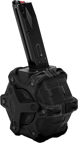 Evike Airsoft AW - Mag de Airsoft de tambor personalizado para pistolas y rifles de aire comprimido de gas (modelo M9 negro)