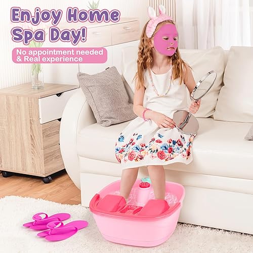 Miniatura 5 de Dreamon Kit de uñas de spa para niños y herramientas de peinado  Kit de día de spa y juguetes de peluquería con máscara, baño de pies, sello de