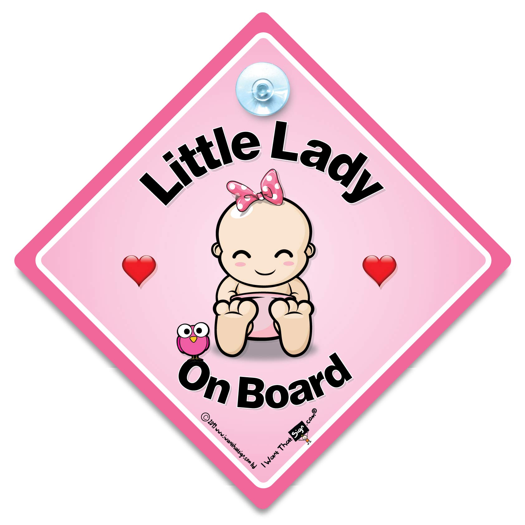 Little Lady On Board Sign, Baby On Board Sign, Baby On Board Car Sign, Grandchild On Board Sign, Baby Car Sign, 14 cm x 14cm