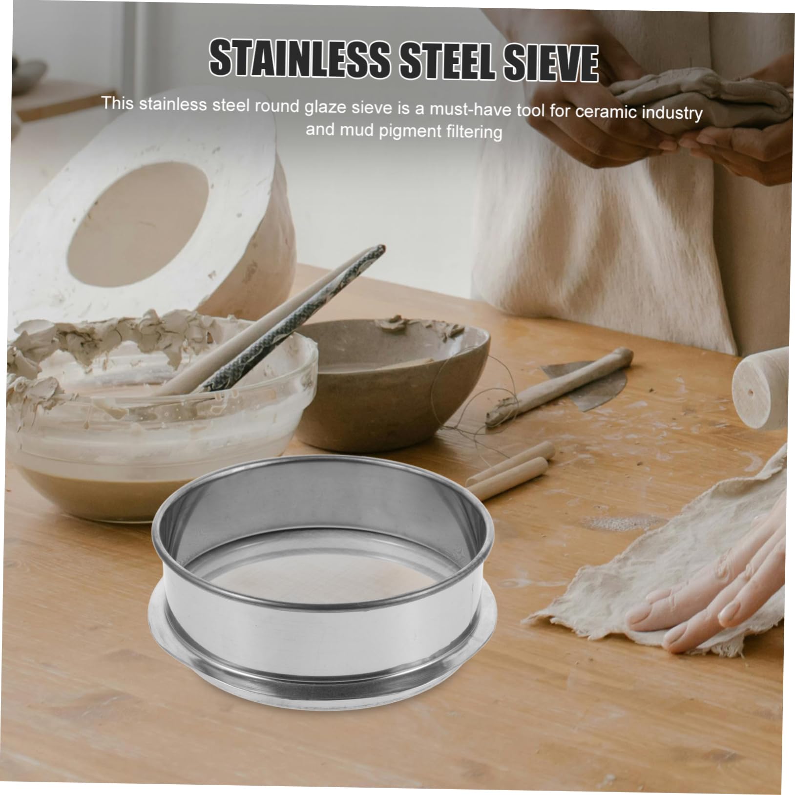 CORHAD Fine Mesh Stainless Steel Sieve Mesh Round Strainer for Ceramic Industry Paint Strainer and Mud Pigment Filter Multi-Function Tool