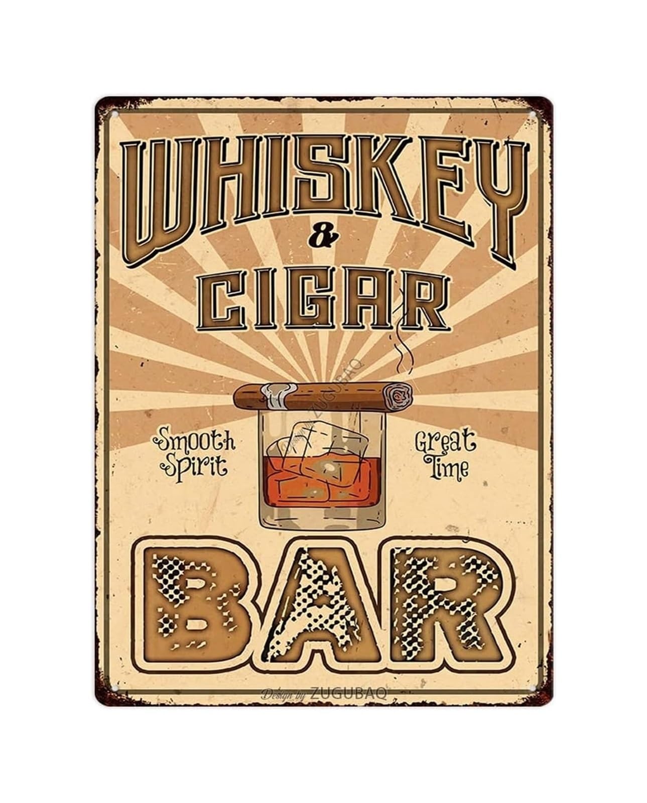 CBQZCHWDKT Classic Pub Metal Tin Sign Vintage Wall Decor with Whiskey and Cigars Motif Humorous Retro Artwork Suitable for Man Cave Garage Basement Bar Indoor and Outdoor Spaces 8 X 12 inch