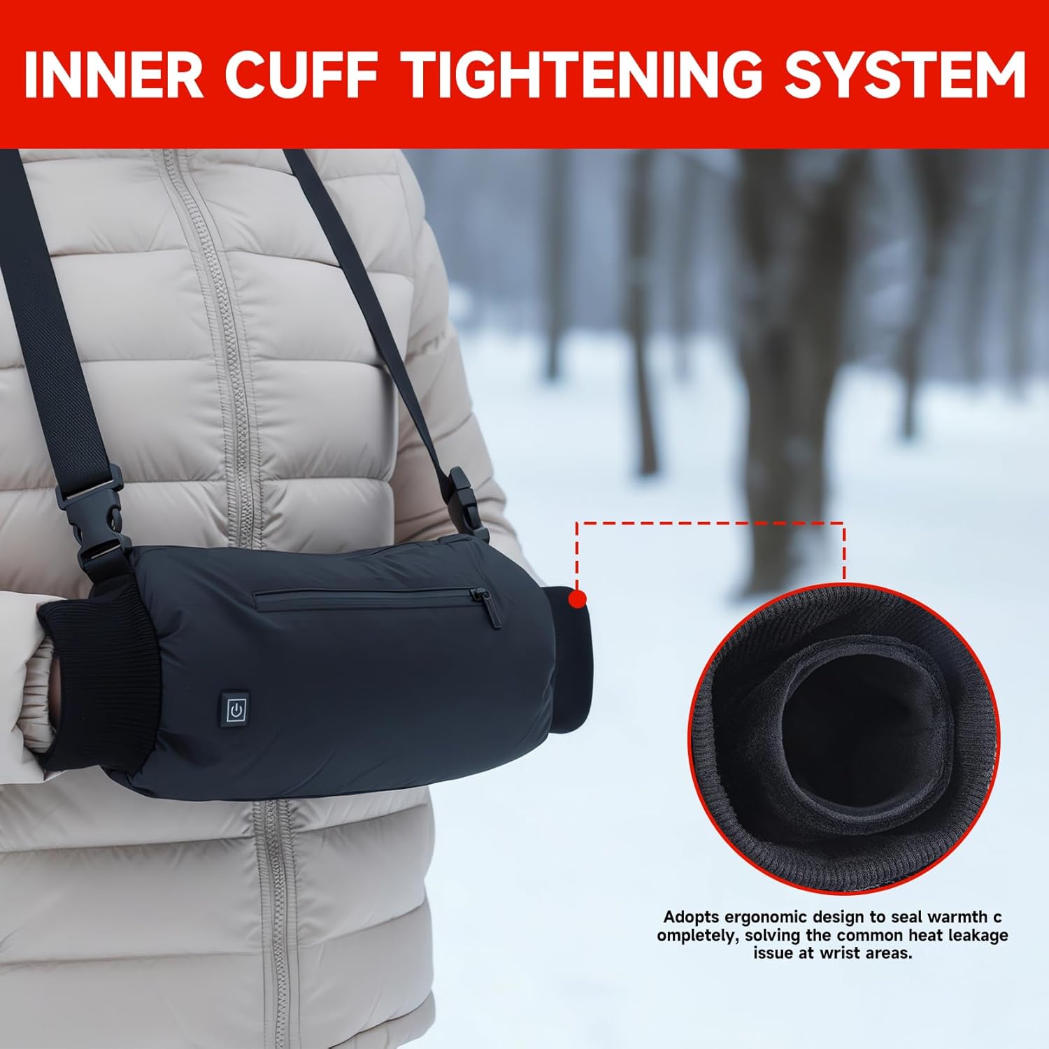 Heated Hand Warmers Pouch with 10000mAh Rechargeable Battery Electric Heated Hand Muff for Football Golf Concert White Elephant Gifts Heated Pocket for Women Men