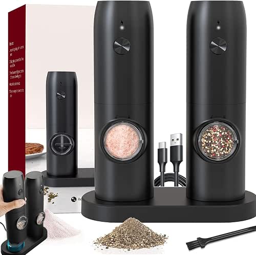 Electric Salt and Pepper Grinder Set of 2, Automatic Pepper