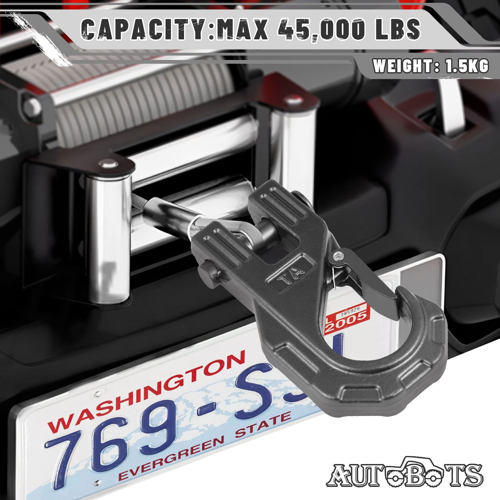 AUTOBOTS 3/8" Winch Hook Heavy Duty, Max 20 Ton (45,000
