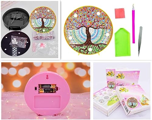 Miniatura 6 de Yobeyi Lámpara de pintura de diamantes DIY con luces LED, kit de dibujo de cristal de taladro completo, luz nocturna de noche, manualidades para