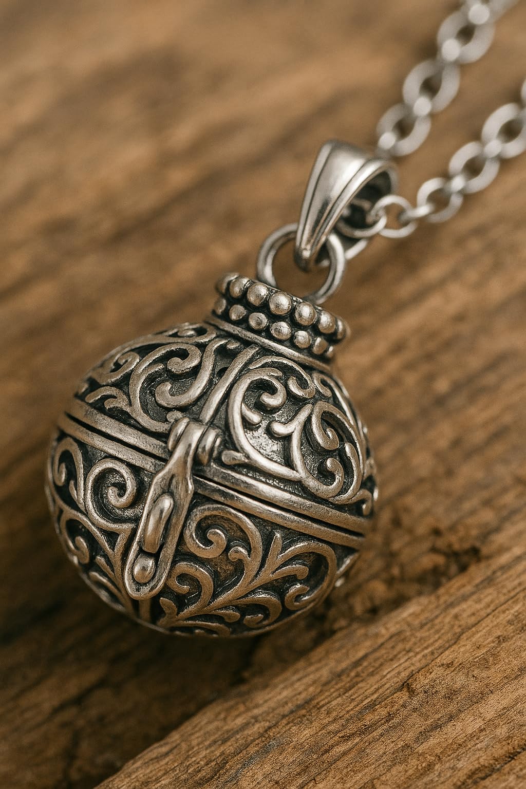 Colgante Conmemorativo de Plata Envejecida – Joyería Espiritual para Guardar Recuerdos – Amuleto Boho con Compartimento para Cenizas, Cabello o Perfume – Regalo de Amor y Protección