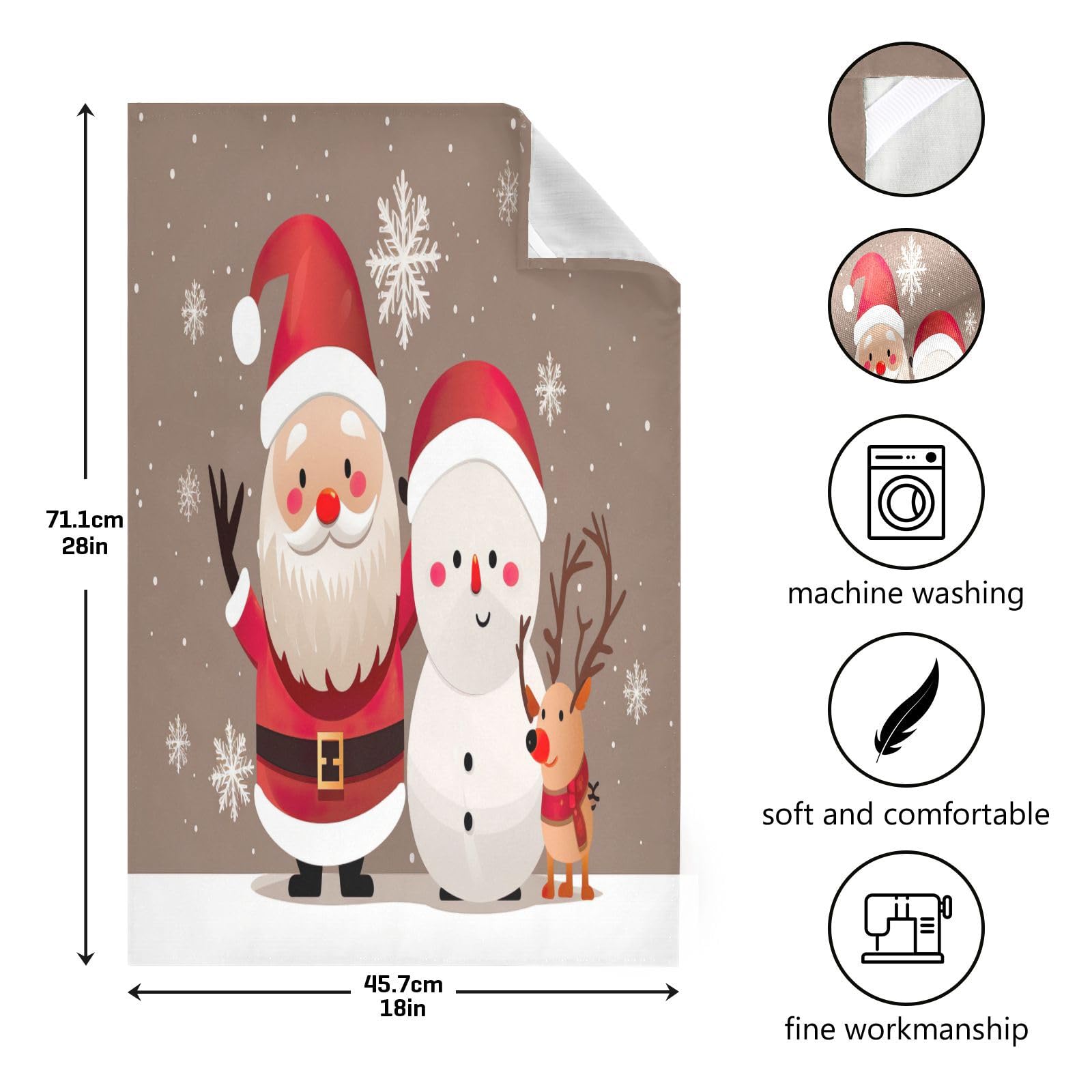 Set 2 Asciugamani Decorativi CUTHOLLOW Con Anello - Motivo Babbo Natale, Microfibra Assorbente, 31,5x43,4 Cm