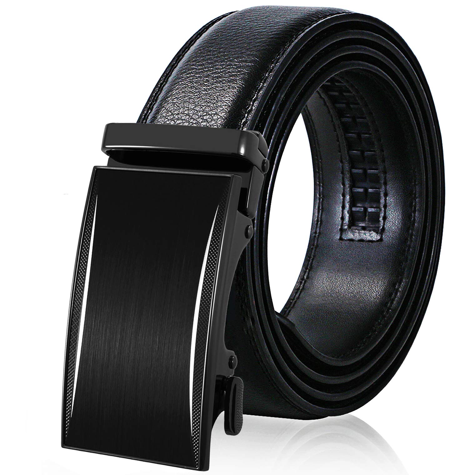 SIAELT Ratchet Belt for Men, Mens Belt—Genuine Leather Belt with Automatic Slide Buckle, Yn21, 32"~36" Waist Adjustable