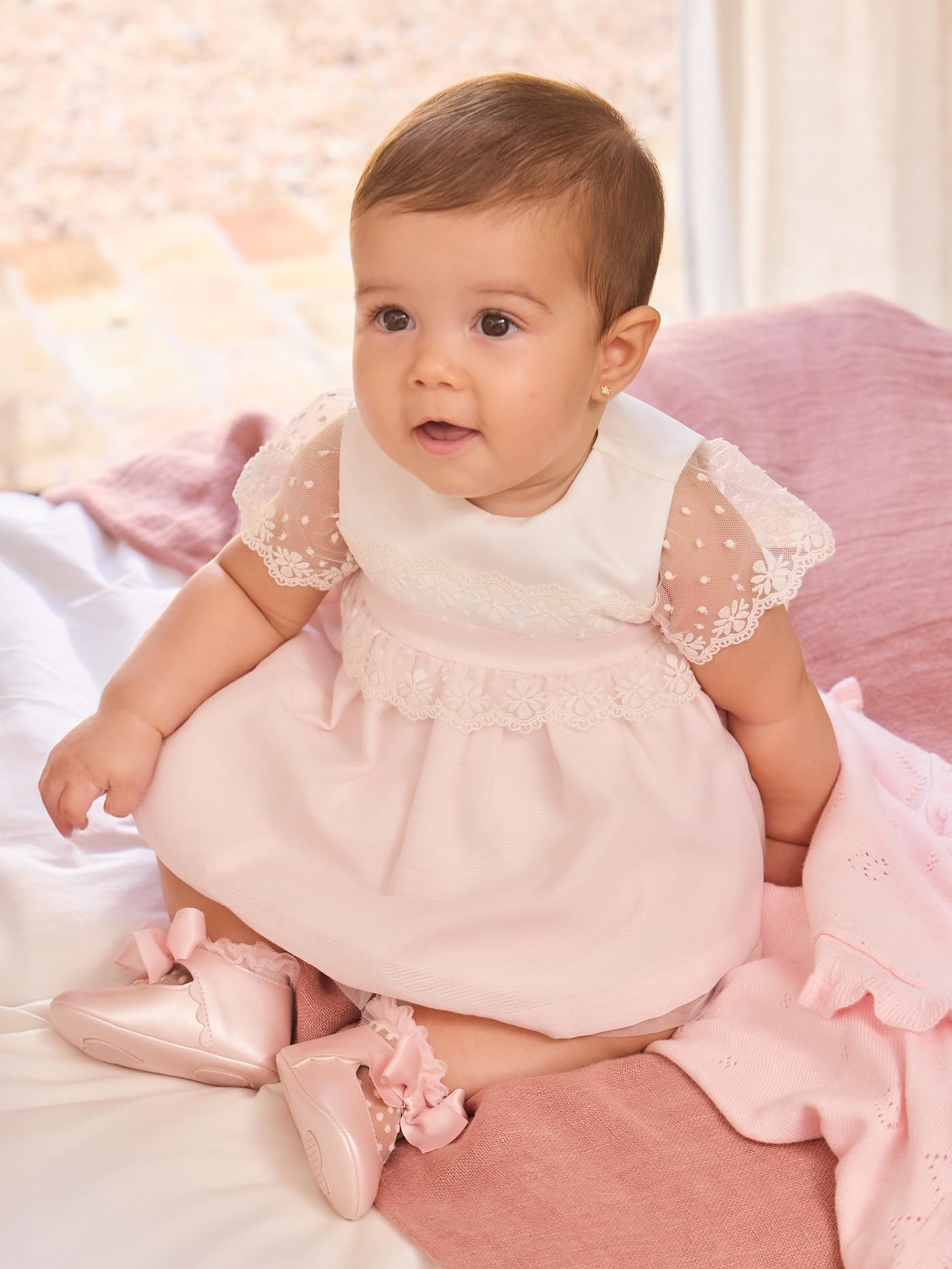 Mayoral Vestido Combinado Ceremonia para bebé niña Tulipan