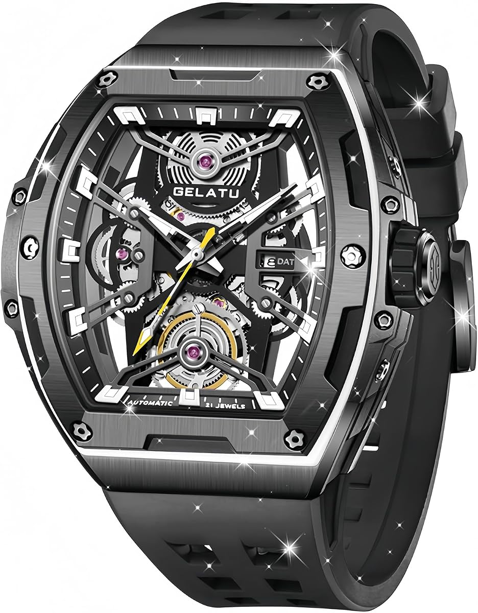 Men Automatic Watch Diamond Skeleton Mechanical Original Luxury Self Winding Wrist Watch for Men