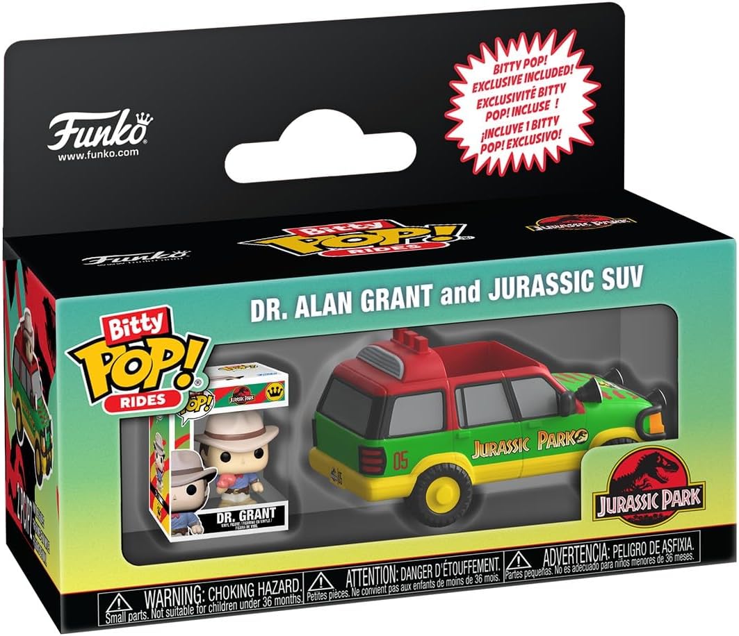 Funko Pop! Bitty Ride: Jurassic Park - Jurassic SUV with Dr. Grant - 0.9 Inch and 1.3 Inch (2.3 and 3.3 Cm) - Movie Collectable - Official Merchandise - Gift Idea - Toys for Kids & Adults