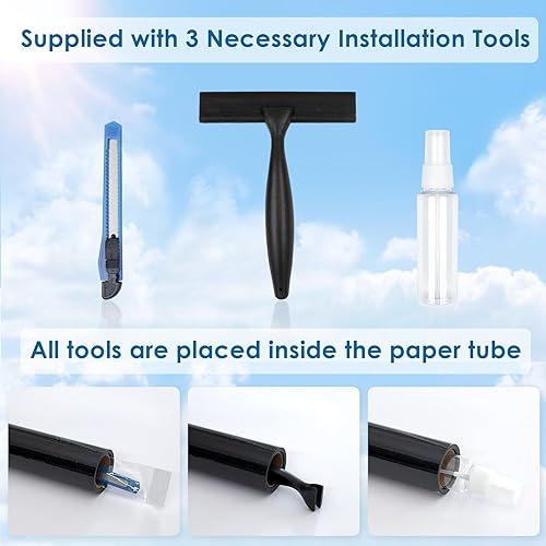 Miniatura 2 de DKTIE Película opaca para ventana, película de privacidad 3D con textura de grava, cancelación de ruido, adherencia estática, sin pegamento, tinte