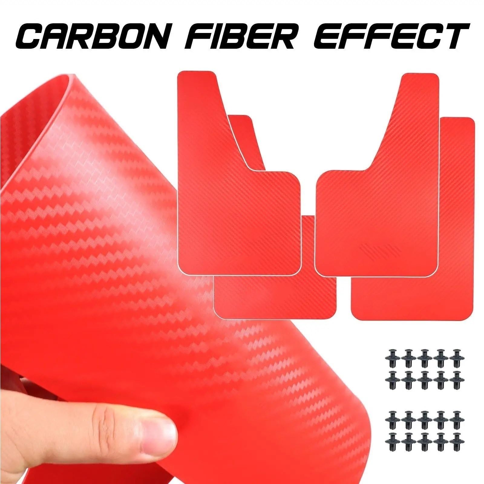 RED Carbon Fiber Effect Universal Splash Car błotniki osłony błotników z osprzętem przód tył akcesoria(4pcs)
