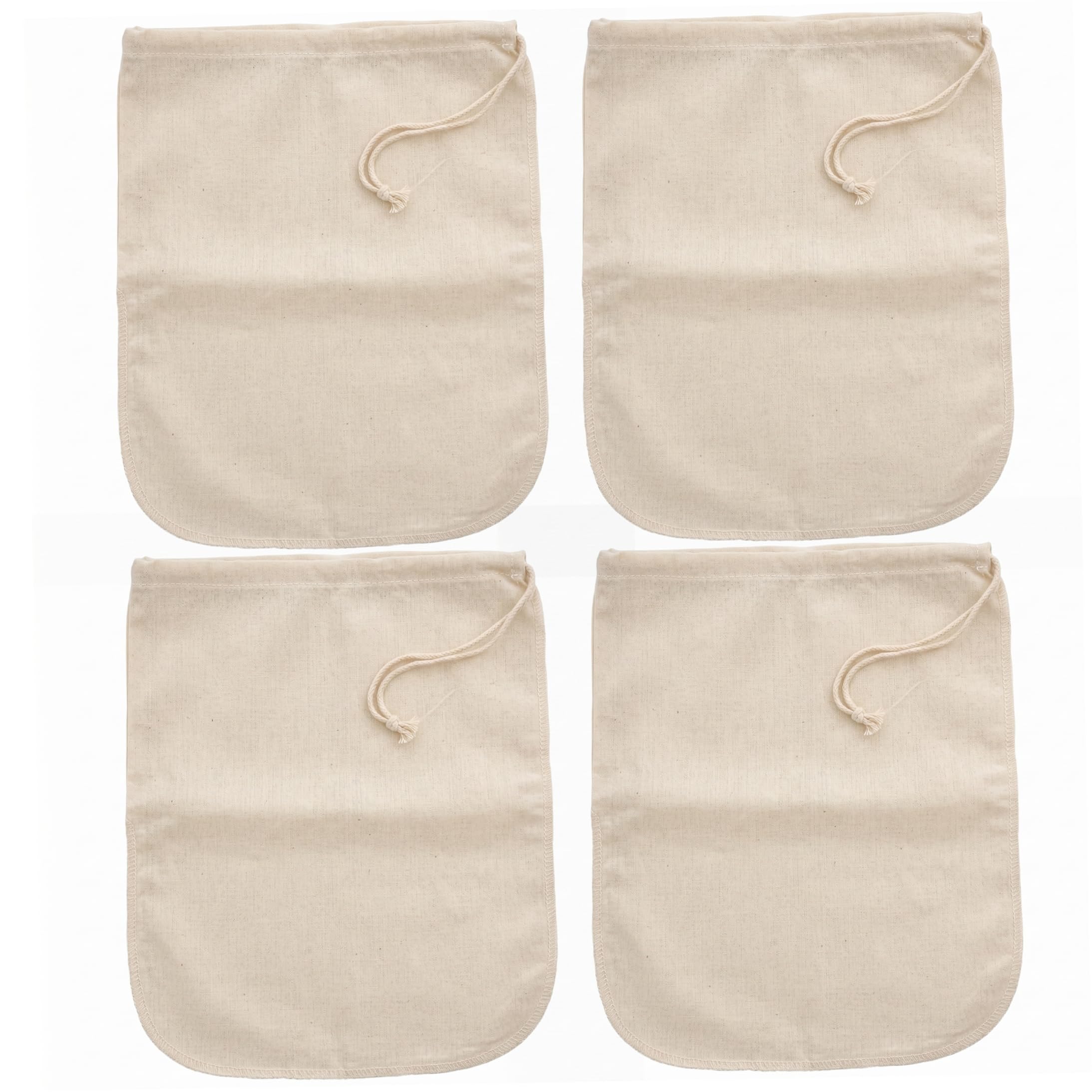 Syglawnd 4 pcs Reusable Nut Milk Bag, Natural Cotton Food Cheesecloth Bags for Straining, Fine Food Filter for Juice, Coffee, Wine, Nut Milk and Cheese, Cheesecloth For Straining