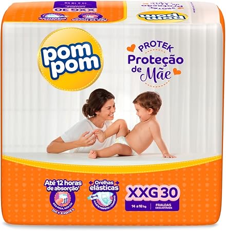 Fralda Pom Pom Protek Proteção de Mãe Mega XXG 30 Unidades Menor preço em Fralda Pom Pom Protek Proteção de Mãe Mega XXG 30 Unidades