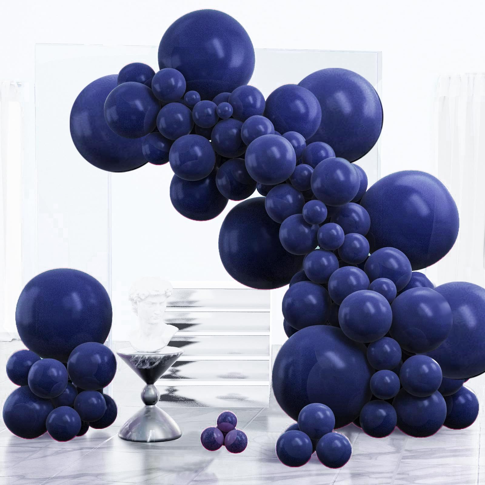 PartyWoo Navy Blue Balloons 100 pcs Different Sizes Pack of 18 12 10 5 Inch Pearl Dark Blue Balloon Arch Kit Garland for Graduation Wedding Baby