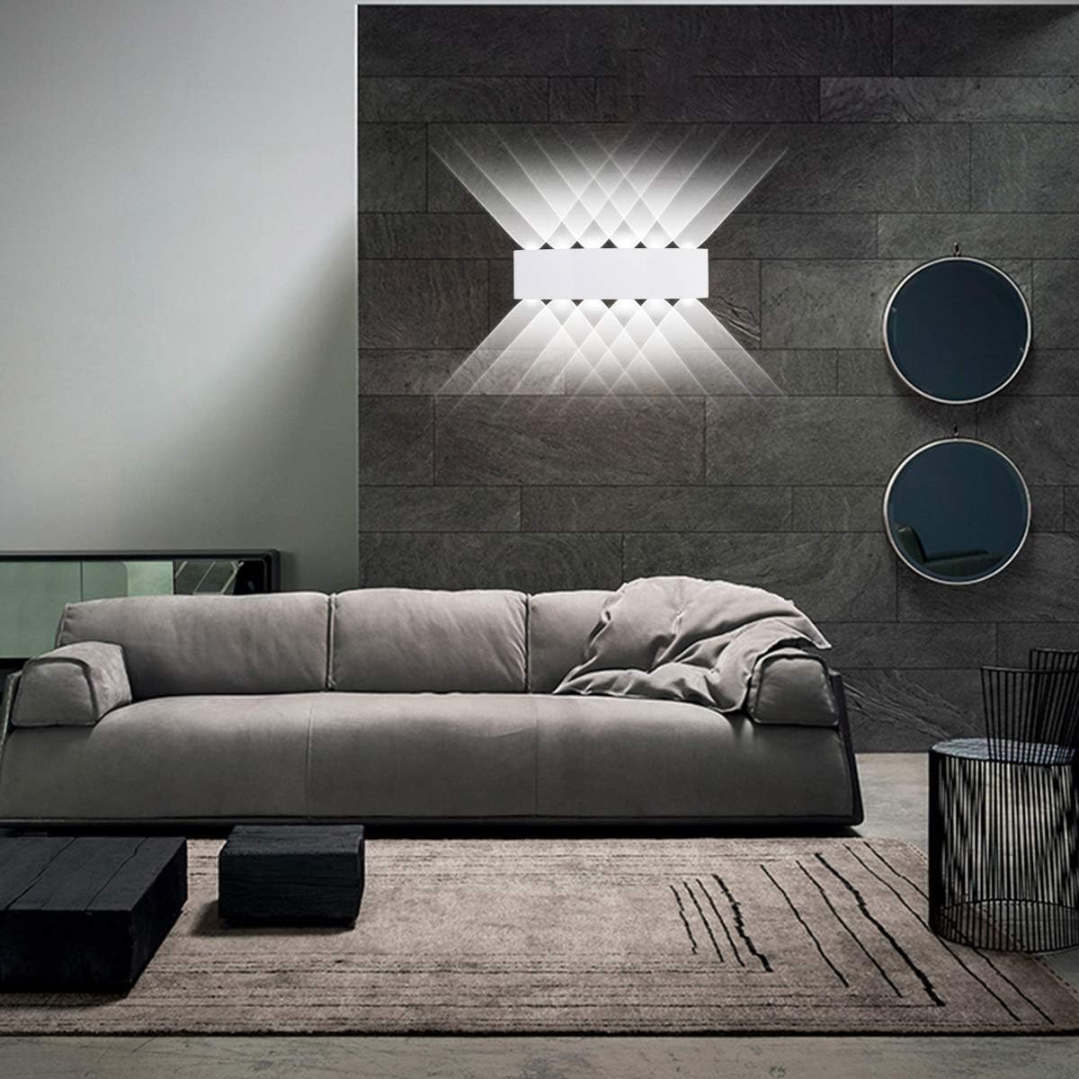 Dopastore Applique da Parete LED 36W Luce Effetto Up&Down Lampada da muro a Doppia Emissione Luminosa Bianco Nero IP65 Per Esterni e Interni (Luce naturale 4000K, Bianco)