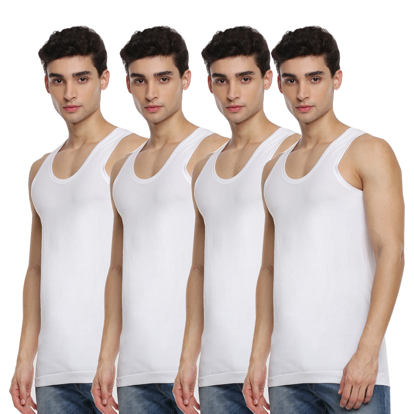 Sponsored Ad - Men Soft Combed Cotton Sleeveless Vest/Banian | White Scoop Neck Daily Comfort Undershirt