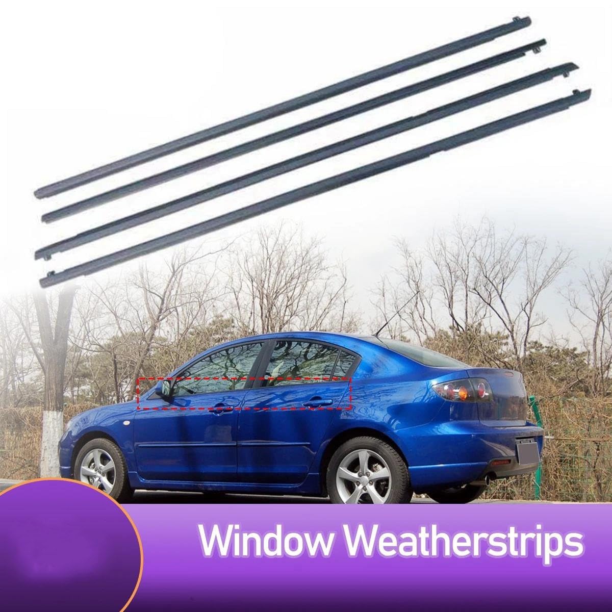Striscia Tenuta Portiera 4 Pezzi Guarnizione In Gomma Finestrini Esterni Auto Per Mazda 3 Sedan 2004-2009 Striscia Tenuta Impermeabile Accessori Auto Guarnizioni