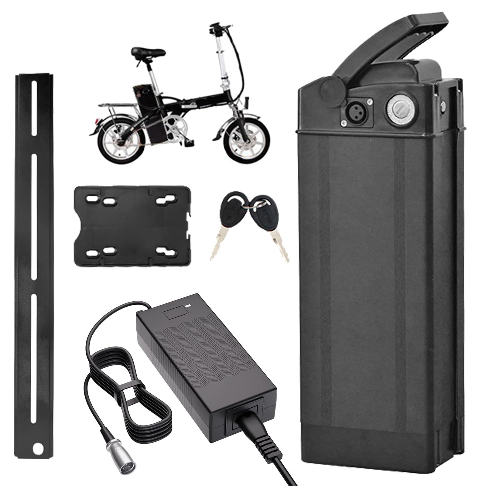 Batería de litio para bicicleta eléctrica de 48V y 36V con cargador y repuesto de puerto 3 pines 8