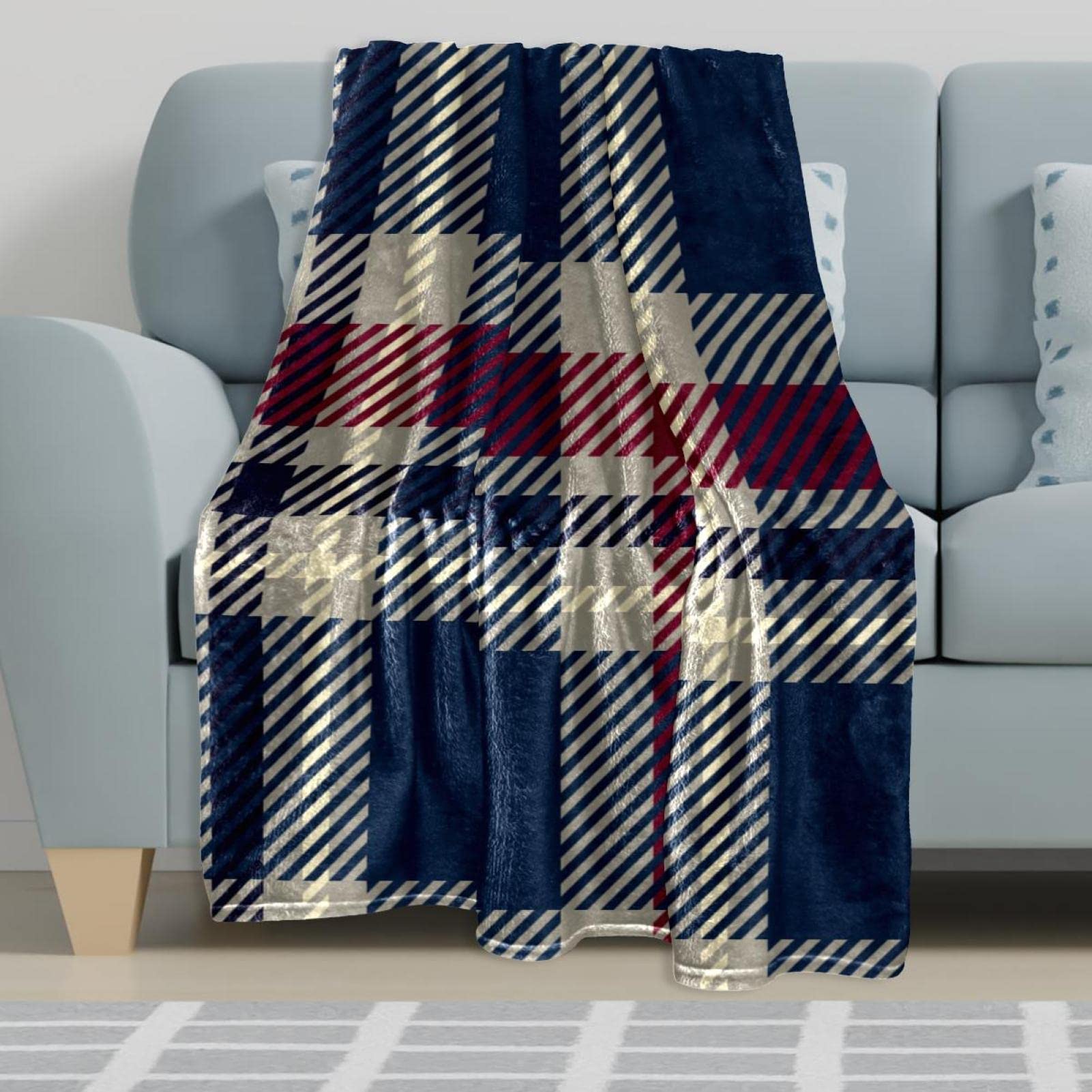 Navy Fleece Gooi Deken voor Bank Bank of Bed Gezellige Zachte Dekens