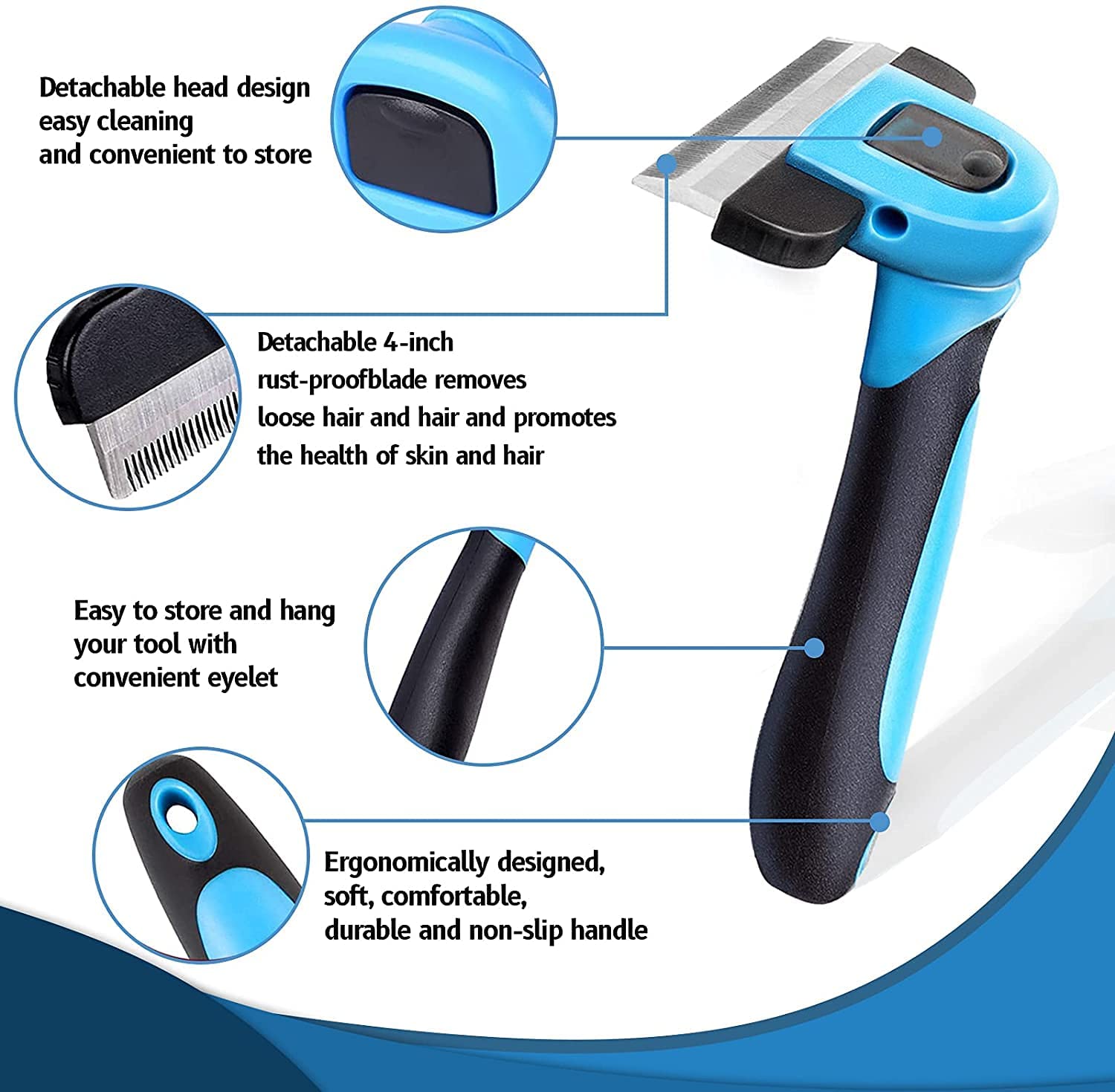 Agirav Self Cleaning Slicker Brush - Skin Friendly Deshedding Grooming Tool for Dogs & Cats, Suitable for Shedding & Haired Pets, with Pet Supplies Accessories, Blue 4