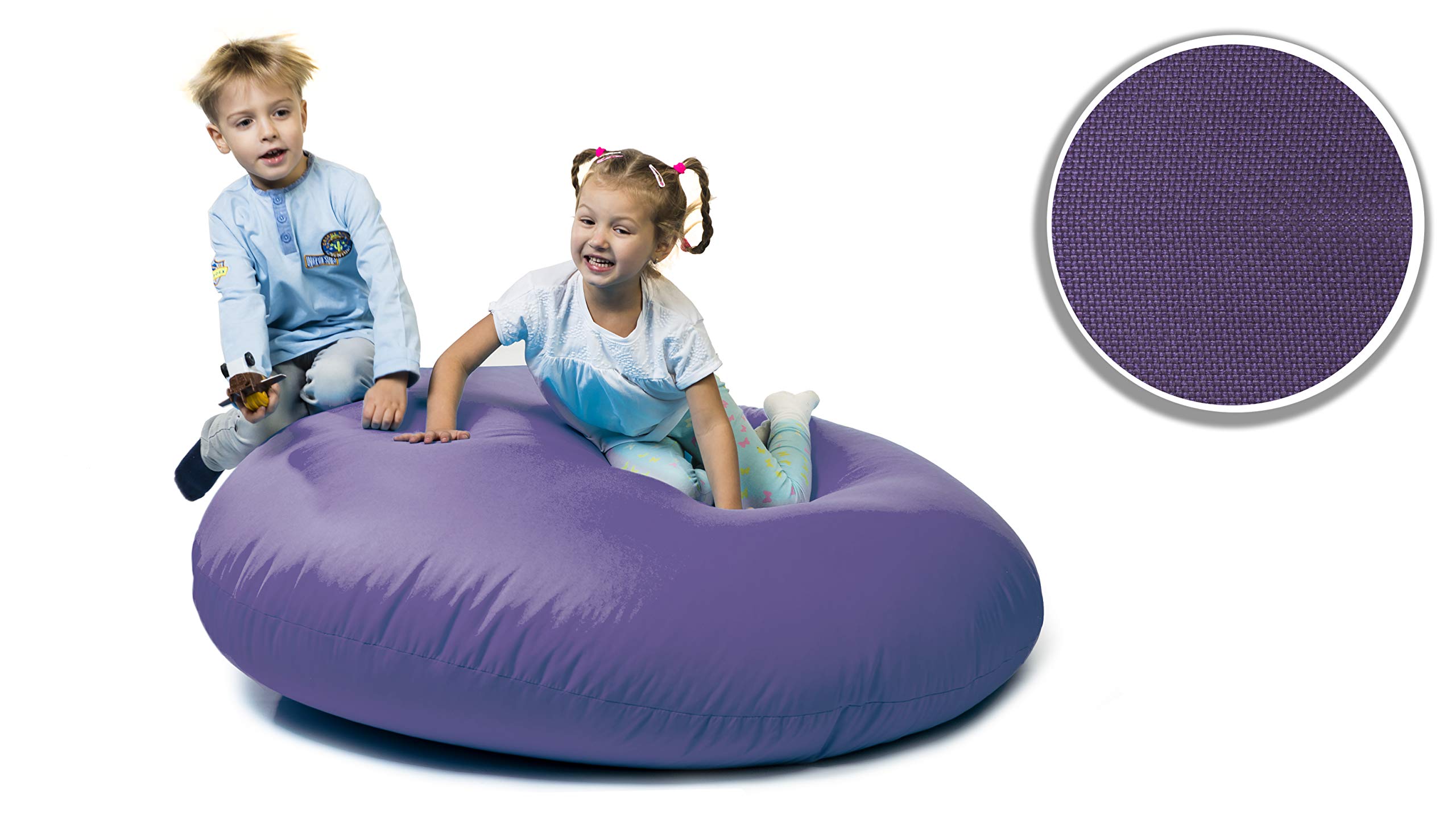 sunnypillow Worek do siedzenia XXL z wypełnieniem styropianowym, średnica 125 cm, funkcja 2 w 1, do siedzenia i leżenia, na zewnątrz i wewnątrz, dla dzieci i dorosłych, wiele kolorów i rozmiarów do wyboru, fioletowy