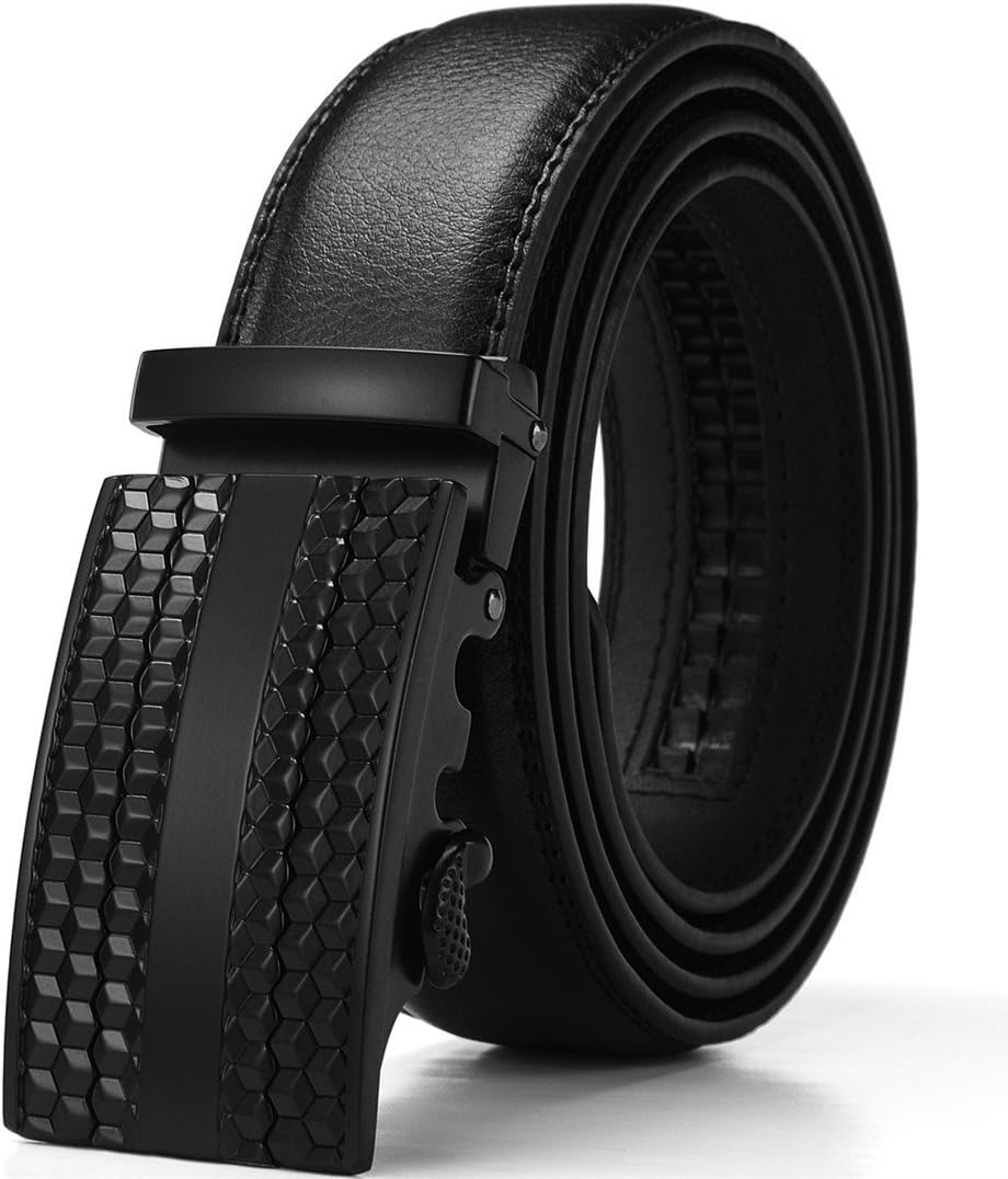 X XHtang Men's Ratchet Belt with Genuine Leather, Slide Belt for men 1 3/8 inches Wide