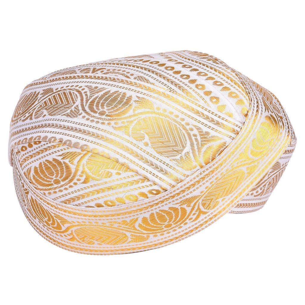 Traditioneller indischer Mysore Peta Turban, Einheitsgröße, Weiß, Mehrfarbig, Einheitsgröße