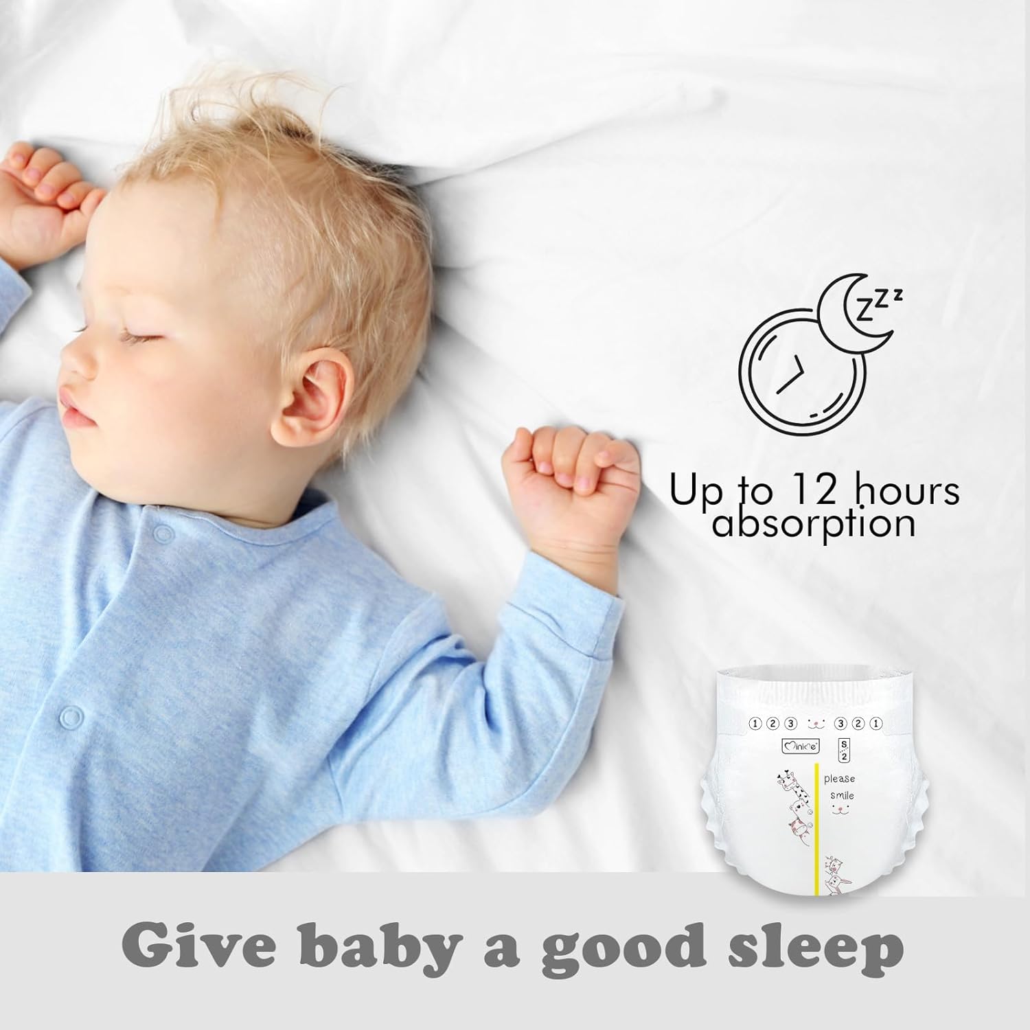 Minime Baby Diapers - Size 2 (9-18 lbs), Small, 100 Count, Premium Ultra Soft Disposable Baby Diapers, Hypoallergenic, Fragrance Free