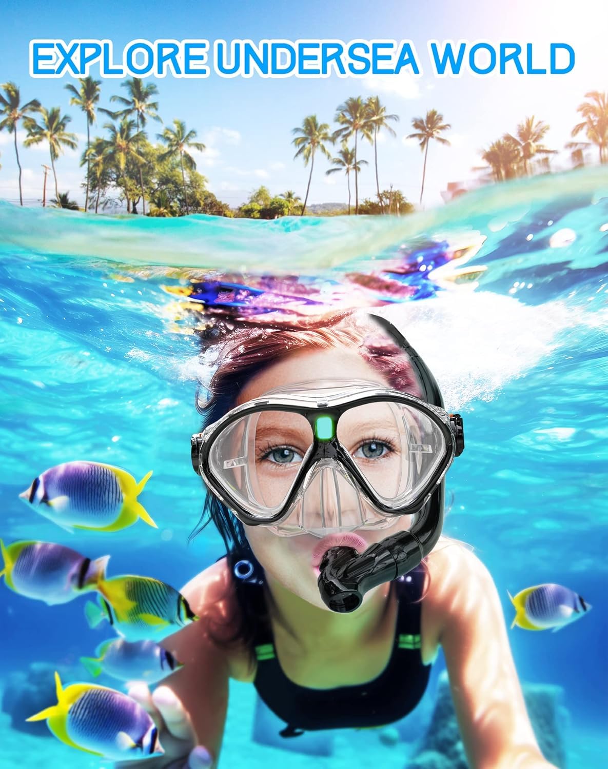Gintenco Schnorchelset Kinder, Taucherbrille Kinder mit Schnorchel Anti-Fog Panorama-Weitsicht, Anti-Leck schnorchelmaske,Tauchmaske für Schwimmen Schnorcheln 4-16 Jahre